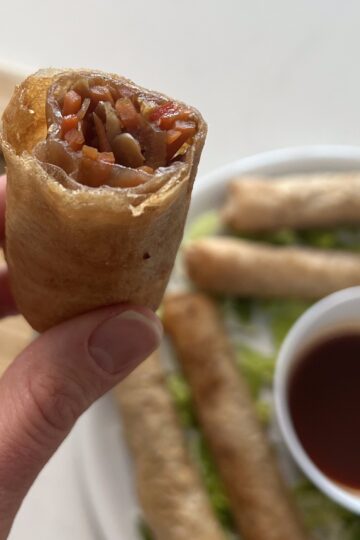 baked spring roll open