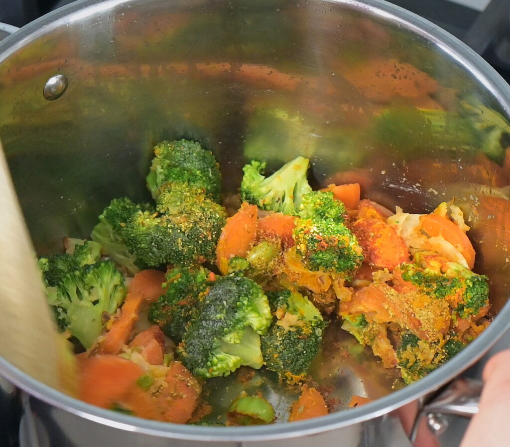 Add spices & vegetables