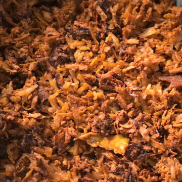 Golden-brown crispy vegan tofu bacon.