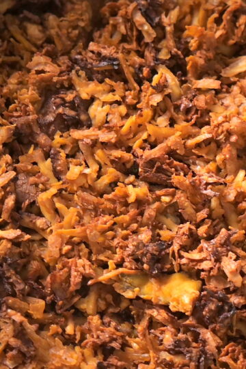 Golden-brown crispy vegan tofu bacon.