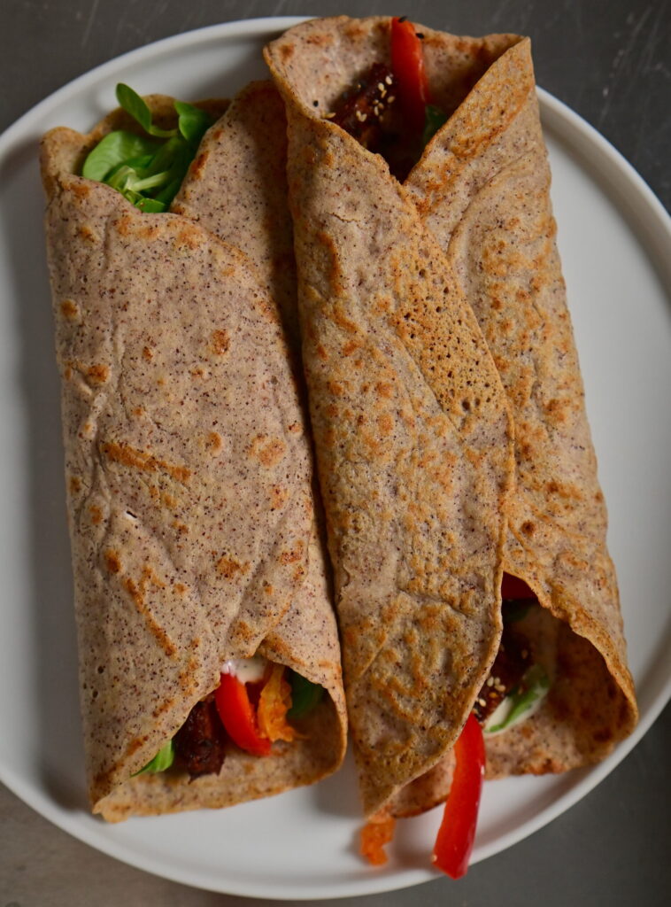 quinoa and red lentils wraps