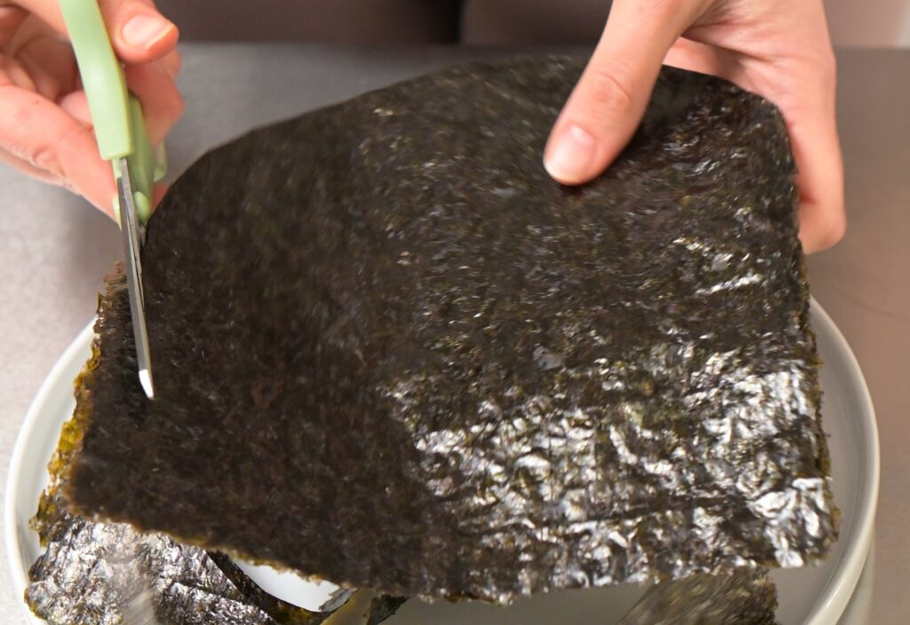 Cut the nori sheets