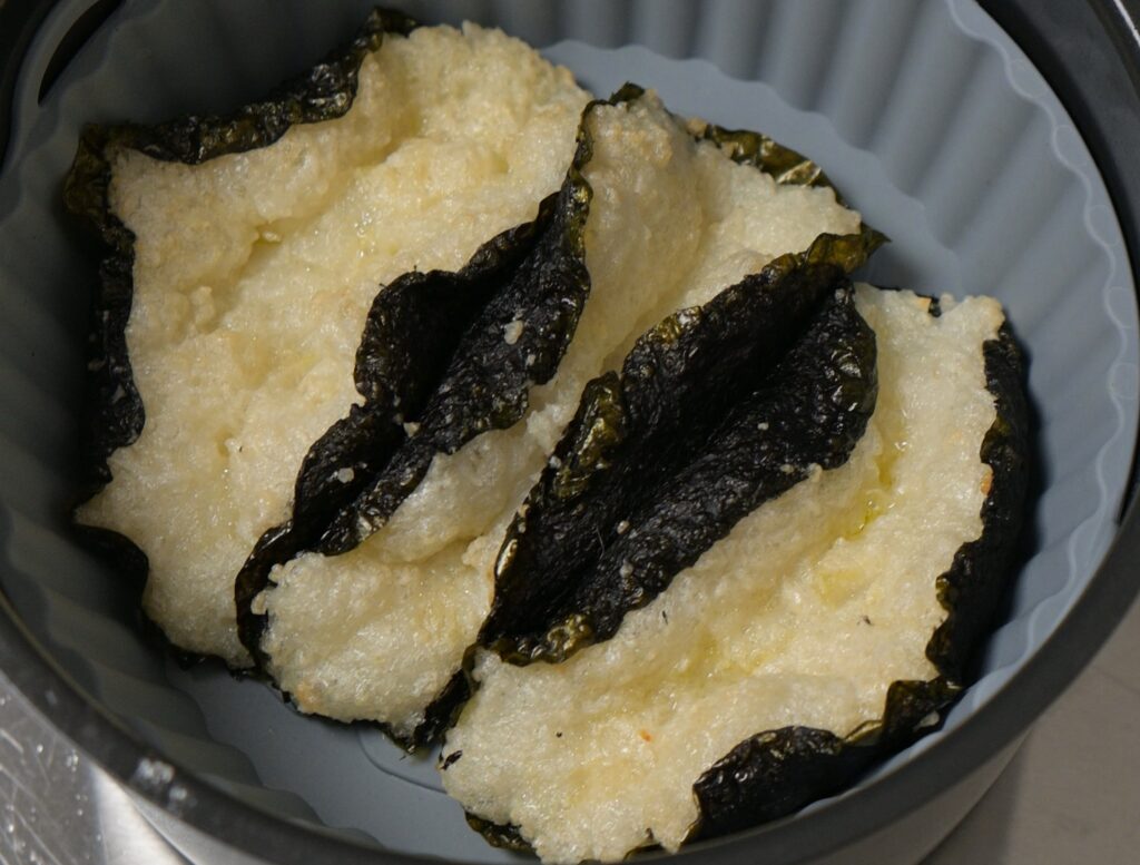 Bake until the rice is lightly golden