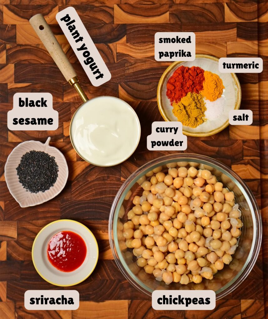 Quick Curry yoghurt Chickpeas ingredients