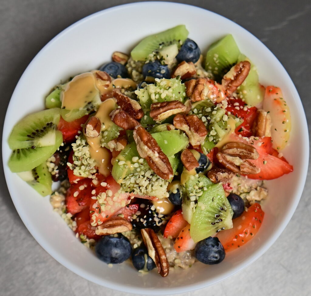 over night oats loaded with fruits