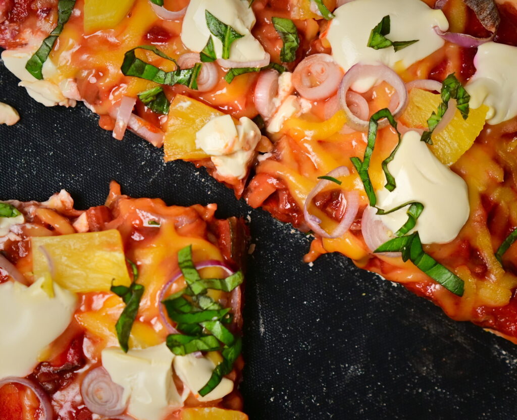 a pizza with a mexican plate with Veggie-Packed Vegan Mince